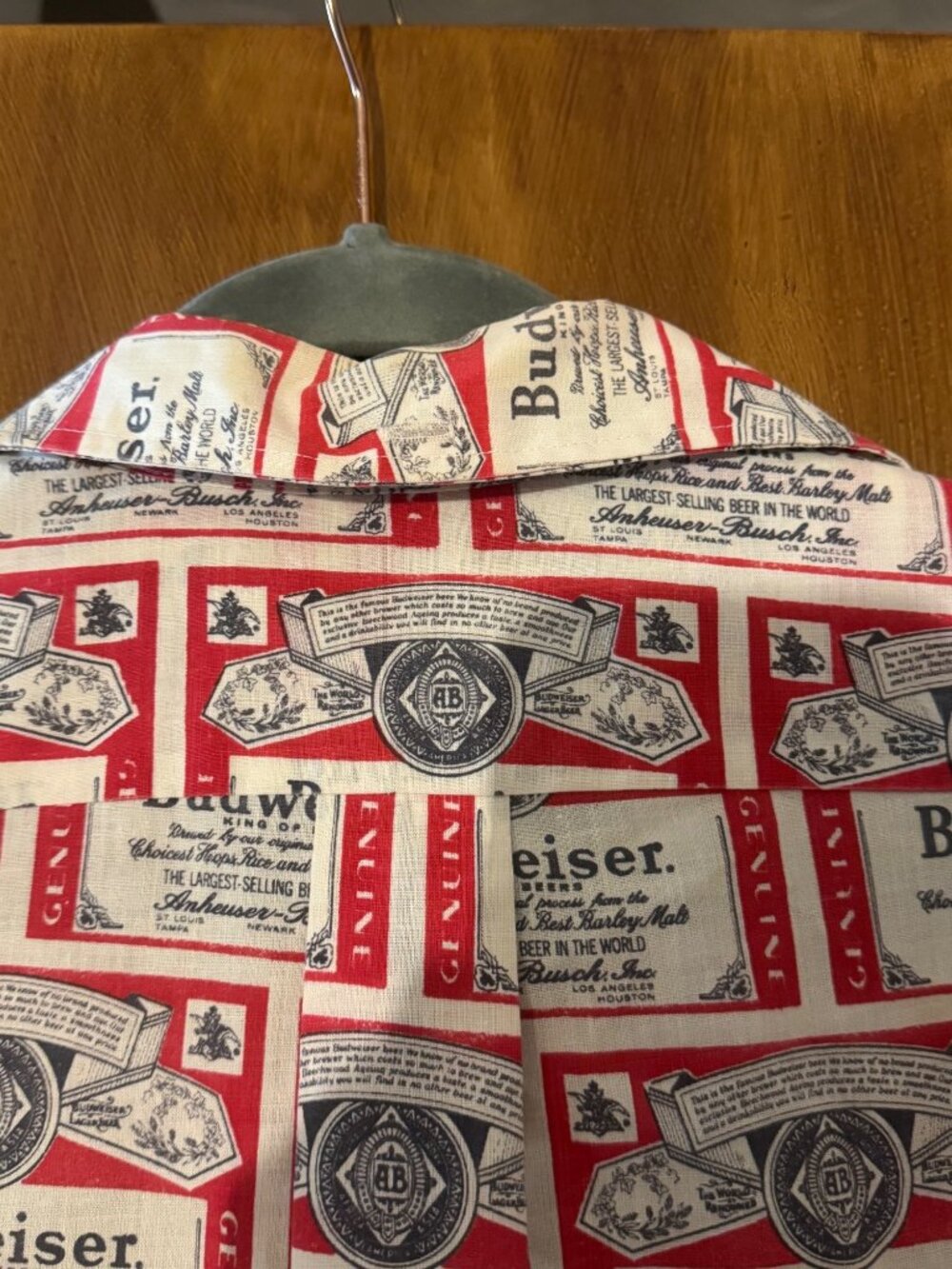 Vintage Budweiser Button Down Shirt Men’s Medium 15-15.5 inch Red Beer Label Pri - Picture 11 of 11